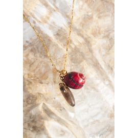 SOUVENIR collier pendentif quartz fumé et coquillage Souvenir - Olivolga Bijoux