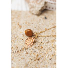 SOUVENIR collier pendentif jaspe et coquillage Souvenir - Olivolga Bijoux