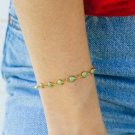 CONFETTIS bracelet chaine fermoir mousqueton vert - Olivolga Bijoux