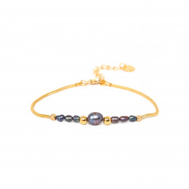bracelet ajustable perles d'eau douce bleu "KUTA" "Les complices" - Franck Herval