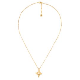 BYZANCE ecru cross pendant necklace - 