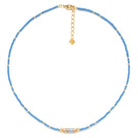 BAHIA short necklace blue and mustard stone - 