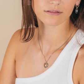 MANTRA LOVE medallion necklace peach - Olivolga Bijoux