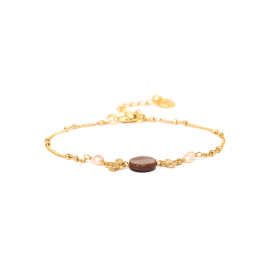ROSY bracelet fin fermoir mousqueton perles et nacre brune "Les complices" - Franck Herval