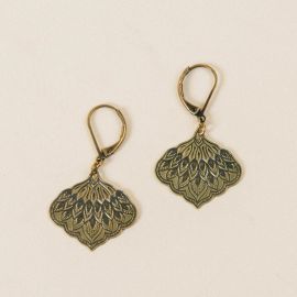 Boucles d'oreilles dormeuses DIGITALE métal bronze - Amélie Blaise