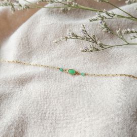 BLISS green thin chain bracelet - Olivolga Bijoux