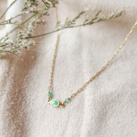 BLISS green thin necklace - Olivolga Bijoux