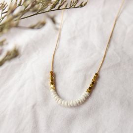 SUNSET white heishe necklace - Olivolga Bijoux