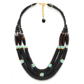 3 row necklace "Lagon noir" - Nature Bijoux