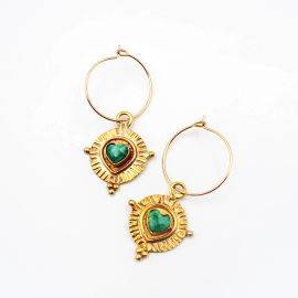 CELINE green heart hoop earrings - L'atelier des Dames