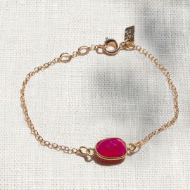 Bracelet pierres calcédoine rose CATHY - L'atelier des Dames