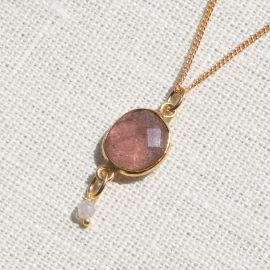 CATHY strawberry quartz stone necklace - L'atelier des Dames