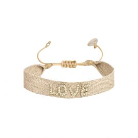 Beige and white SILVER LOVE bracelet S - Mishky