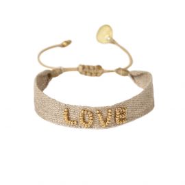 Brown and gold GOLDEN LOVE bracelet S - Mishky