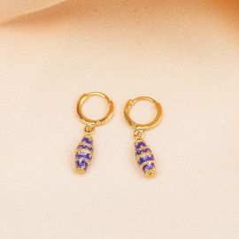 CORINTHE boucles d'oreilles mini créoles violettes - Olivolga Bijoux
