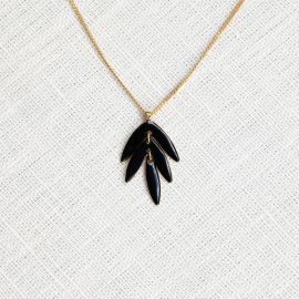 EXOTICA black leaf necklace - Olivolga Bijoux