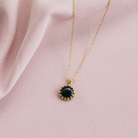 PRECIOSA necklace with black horn pendant - Olivolga Bijoux