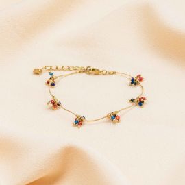 SEMILLA bracelet ajustable bleu et rouge - Olivolga Bijoux