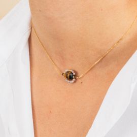 Eye of the tiger and moon stone Beetle Choker Necklace - Rosekafé