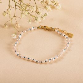 BOUNTY bracelet perles d'eau douce noeuds bleus - Olivolga Bijoux