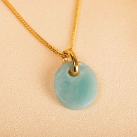LINDA oval amazonite necklace - Olivolga Bijoux