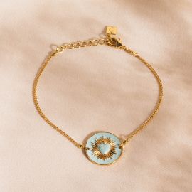 MON COEUR bracelet médaillon coeur bleu - Olivolga Bijoux