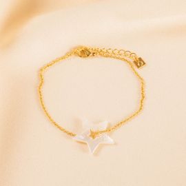 SIRIUS bracelet Etoile ajustable en nacre blanche - Olivolga Bijoux