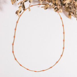 GRACIA collier chaine émaillée orange L - Olivolga Bijoux