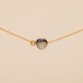 Gold choker 38cm gray mother-of-pearl heart - Rosekafé