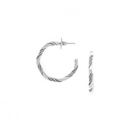 silvered creoles earrings "Braids" - Ori Tao