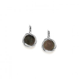 silvered french hook earrings with black shell "Braids" - Ori Tao