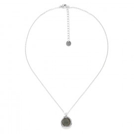 collier court métal argenté pendentif nacre "Braids" - Ori Tao