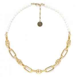 white pearl short necklace golden "Brooklyn" - Ori Tao