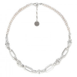 collier court perles métal argenté "Brooklyn" - Ori Tao