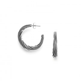 silvered creoles earrings "En vrille" - Ori Tao