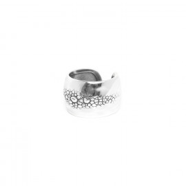 silvered adjustable ring "Manta" - Ori Tao