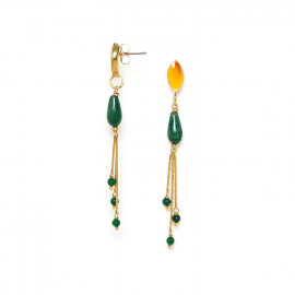 3 chains post earrings "Agata verde" - Nature Bijoux