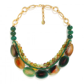 4 rows plastron necklace "Agata verde" - Nature Bijoux