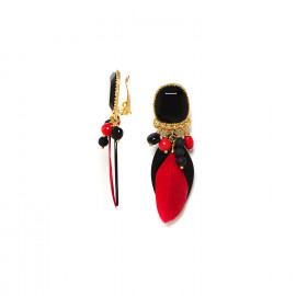 clip earrings black & red "Darwin" - Nature Bijoux