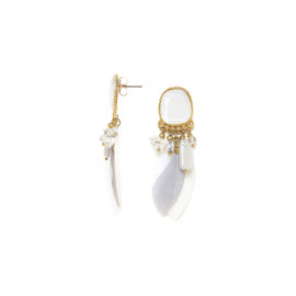 post earrings with dangles (white) "Darwin" - Nature Bijoux