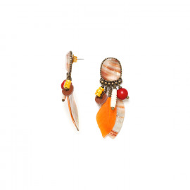 orange post earrings with dangles "Darwin" - Nature Bijoux