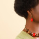 simple hook earrings (red) "Lumbang" - Nature Bijoux