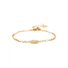 bracelet ajustable médaillon petite fleur menthol "Cassiopee" - Franck Herval