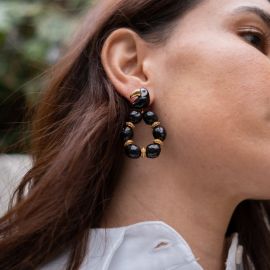 Black Big round Toucan earrings - Nach