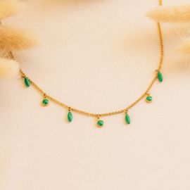 BERRY multi-dangle necklace(green) - Olivolga Bijoux