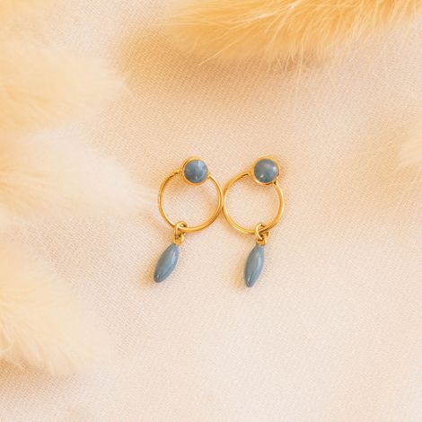 BERRY boucles d'oreilles poussoir anneau-bleu