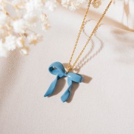 SUZY collier noeud grand modèle / bleu - Olivolga Bijoux