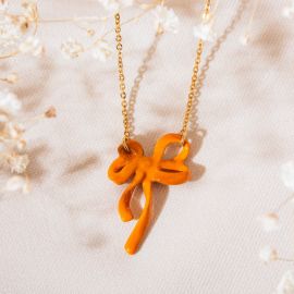 SUZY collier petit noeud / orange - Olivolga Bijoux