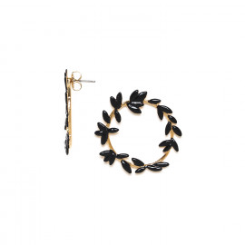 enameled leaves design post earrings(black) "Les radieuses" - Franck Herval