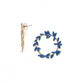 enameled leaves design post earrings(blue) "Les radieuses" - Franck Herval
